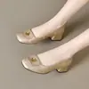 Zapatos de tacón bajo de boca poco profunda de venta caliente para mujer, nuevo estilo de otoño 2026, estilo nacional, tacón grueso, nuevo estilo chino, zapatos de tacón medio sin cordones con temperamento para mujer