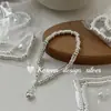 Estilo Ins Coreano Joyería de Mano Simple y de Alta Gama Pulsera de Corazón Empalmado con Cuentas Planas de Plata de Ley S925 Estilo Elegante para Apilar