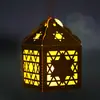 Fiesta Navideña Estrella de Cinco Puntas Hueca Vela Electrónica Caja Negra de Luz Pantalla de Papel Papel Adhesivo Translúcido Linterna Colgante En Stock