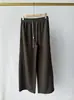 Pantalones deportivos casuales de pierna ancha con cordón de color contrastante ~ Caída natural, costura doble, cintura alta, corte tridimensional