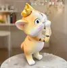 Figura de Gato Princesa Reina con Corona, Decoración con Forma de Animal para Patio Exterior, Hogar, Escritorio y Decoración de Guardería