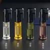 Isqueiro Personalizado de Fogo Direto Pistola de Spray Transparente Câmara de Gás Visível Capacidade Roda de Pedra de Afiar Fogo Direto Chama Azul À Prova de Vento Isqueiro Inflável
