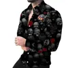 Camisa casual estampada da moda para homens, camisa de botão de manga comprida, camisa com gola de lapela e estampa para homens transfronteiriça