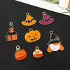 Set Mixto de 21 Accesorios de Aleación Esmaltada DIY Serie de Halloween: Linterna de Calabaza, Sombrero de Diablo, Colgantes para Pendientes