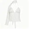 Estilo Americano Sexy Chica Caliente Lunares Camisola Nueva de Otoño para Mujer Aspecto Adelgazante Top Corto Versátil Ropa