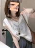Suéter de punto con cuello en V para mujer, estilo europeo, estilo chaleco hueco, popular en Internet, combina con todo, seda helada, novedad de verano de 2023.