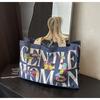 Bolsa Tote de Lona Transfronteiriça para Mulheres, Grande Capacidade, Nova Versão Outono/Inverno 2026, Bolsa de Ombro Versátil, Bolsa para Aula de Estudante Universitário
