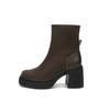 Y91258 Botas Curtas de Salto Grosso Botas de Tornozelo Botas com Zíper Lateral Costuradas 2024 Outono e Inverno Novas Botas da Moda Elegantes de Alta Qualidade