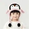 Gorro de peluche para bebé con forma de pingüino, cálido y grueso para el invierno, gorro protector de orejas para niños y niñas, gorro pullover para bebés y niños de otoño e invierno