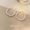 Novos Brincos Geométricos de Pérola em Espiral Brincos Temperamento Exagerado Feminino Moda High-end Europeia e Americana Brincos Exagerados que Combinam com Tudo