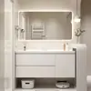 Conjunto de mueble de baño con lavabo integrado de cerámica, nuevo mueble de lavabo minimalista moderno, juego de baño con lavabo