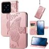 Adequado para Capa de Couro para Celular Dobrável Xiaomi 17Pro, Capa de Celular de Couro com Porta-Cartão Borboleta Redmi 15C, Note15Pro+