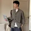 Suéter de gola alta semi-alta de alta qualidade para homens, cardigã vintage estilo old money preguiçoso para primavera e outono, malha cleanfit