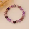 Pulsera Colorida de Cristal Super Siete para Mujer, Cristal Super Siete Fresa, Cristal de Cabello Púrpura, Cristal de Fresa para Atraer Amor, Joyería de Mano