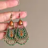 Aretes de Borla con Cuentas de Arroz y Gotas de Agua con Goteo de Aceite 2025 Estilo Étnico Vintage Ganchos para Orejas Nicho Único Exquisitos Versátiles