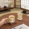 Taza Cultural y Creativa Dunhuang Dream Quest con Separador de Té y Agua, Tapa y Posavasos, Taza de Café, Regalo Empresarial al por Mayor