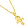 Colgante de llave egipcia Ankh con incrustaciones de diamantes, collar de hip-hop europeo y americano para hombres y mujeres.