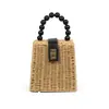 Bolsa Transversal Color Block Tecida Estilo Viagem Praia Férias Bolsa de Praia Chic Retrô Versátil Bolsa de Ombro