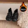 Botas de Cano Curto Infantis para Meninas Estilo Coreano Retrô Patchwork com Laço Modelo Novo Outono/Inverno 2025