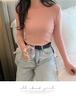 Suéter de punto para mujer, jersey de otoño, estilo coreano, combina con todo, color sólido, cuello alto pequeño, manga larga, camisa básica, corte entallado, elegante.