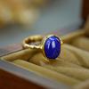 Anillo de Plata S925 Chapado en Oro con Lapislázuli, Delicado Diseño de Bambú, Elegante y Compacto, Joyería al por Mayor, Fresco y Dulce