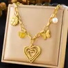 Moda Europea y Americana Retro Elegante Exagerado Acero Inoxidable 304 Cadena Estrella de Mar Dorada Corazón de Sol Collar Multielemento