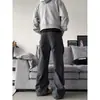 Calça Jeans de Bolso Múltiplos estilo Americano, acabamento escovado, corte Cleanfit para Homens, Nova Calça Cargo Versátil de Corte Reto Solto para Primavera e Outono