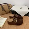 Plataforma Birkenstocks Suela Gruesa Aumentador de Altura Cuero Genuino Medias Zapatillas Calzado de Exterior para Mujer 2026 Otoño/Invierno Nuevo Llegada Slip-on Zapatos Perezosos