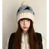 Touca de Lã com Pom-Pom de Pinguim Fofo para Mulheres, Gorro de Inverno Espesso e Quente que Protege as Orelhas e Faz o Rosto Parecer Menor