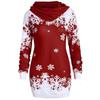 Comercio Exterior Amazon AliExpress eBay Primavera Otoño e Invierno Explosiones Estampado Copo de Nieve Navideño Manga Larga Cuello Alto Vestido