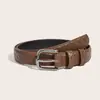 Nuevo Cinturón de Cuero con Hebilla de Pasador Gunmetal para Mujer, Cinturón Casual de Moda Tendencia, Al por Mayor en Stock, Suministro Directo del Fabricante
