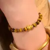 Pulsera de Piedra Ojo de Tigre Cepillada Igual que la de Xiaohongshu, Pulsera de Calabaza Pequeña Dorada Retro de la Fortuna Fulu de Alta Gama