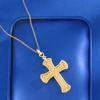 Colar com Corrente para Clavícula Cruzada com Microincrustação de Diamante e Pedra Colorida de Nova Fonte Transfronteiriça Feminino Europeu e Americano Religioso Versátil Tendência