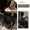 Bata Sexy Lencería Malla Transparente Encaje Ropa de Dormir Atractivo Pasión Conjunto de Bata sin Tirantes 7690