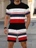 Verão Transfronteiriço Temu Conjunto Casual Duas Peças Masculino Estampado 3D Camiseta de Manga Curta + Shorts