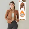 Top de Yoga para Mujer con Cuello Alto, Cierre Completo, Forro Polar, Chaqueta Fitness Corta Gruesa, Cálida y Ajustada, Se Puede Usar al Aire Libre