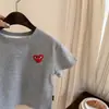 [Algodón de Seda de Hielo] Camisetas de Manga Corta Clase A con Rayas, Estampado de Corazones y Color Sólido, Cuello Redondo para Niños y Niñas, Venta al por Mayor