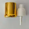 Cabezales de Bomba para Pasta de Dientes al por Mayor de 20 Piezas con Boquilla de Spray Externa de Doble Capa, Tapa Redonda Dorada Electroplateada, Cabezal de Bomba de Presión para Base de Maquillaje/Líquido