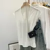 Top de punto sexy escote en V sin mangas puramente seductor 2025 Verano Cómodo Nuevo Ajuste Delgado Pulóver Chic