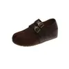 Zapatos Buken de suela gruesa con tacón oculto totalmente cerrados para mujer 2026 otoño nuevo retro versátiles sin cordones persona perezosa zapatos de vestir Buken simples
