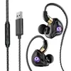 Audífonos de Escritorio In-Ear con Micrófono Dos-En-Uno Alámbricos Dedicados para Juegos E-Sports Audífonos USB de Doble Enchufe