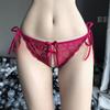 Lingerie sexy calcinha de abertura frontal feminina europeia e americana sexy renda transparente alça de laço fio dental com abertura na virilha A14