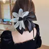 Elegante Pinça Preta de Laço Grande com Toque Francês de Alto Padrão para Cabelo Feminino Elegante Clip para Parte de Trás da Cabeça 2024 Novo Estilo Acessório de Cabeça
