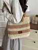 Bolsa de palha trançada de grande capacidade para mulheres, novo modelo 2026, bolsa de palha para férias de verão na praia, bolsa tote de ombro estilosa para o dia a dia