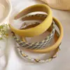 Nova Faixa de Cabeça Xadrez Amarelo Leite para Mulheres 2025 com Esponja Alta para Crânio Headwear Doce Prendedor de Cabelo para Lavar o Rosto