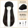 Chapéu com Peruca Integrada Zelan Feminino 2026 Novo Outono/Inverno Vintage Boné Frontal Diário Peruca Longa Lisa