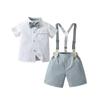 Fábrica de Origem Novo Macacão Conjunto de Duas Peças Infantil Roupa de Verão para Bebê Manga Curta Estilo Cavalheiro Britânico Roupa de Verão para Menino