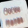 [30 peças] tamanho completo desgaste unha artesanal olho de gato estilo nacional bambu falso unha manicure remendo adesivo de unha branco