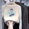Camiseta de manga larga de forro polar para niño, nuevo estilo otoño e invierno 2026, camiseta interior de cuello redondo para niños con estampado de dibujos animados, camiseta interior para niño