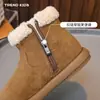 Botas de Algodón Gruesas y Cálidas de Gamuza Esmerilada con Forro de Lana Estilo Británico de Moda para Niñas Botines Cortos de Lana de Cordero Nuevo Invierno 2025